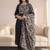 Black Printed Straight Kurta Trousers Dupatta Set