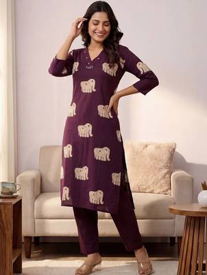 Women Ethnic Motifs Printed Regular Pure Cotton Kurta with Trousers 1