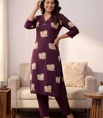 Women Ethnic Motifs Printed Regular Pure Cotton Kurta with Trousers