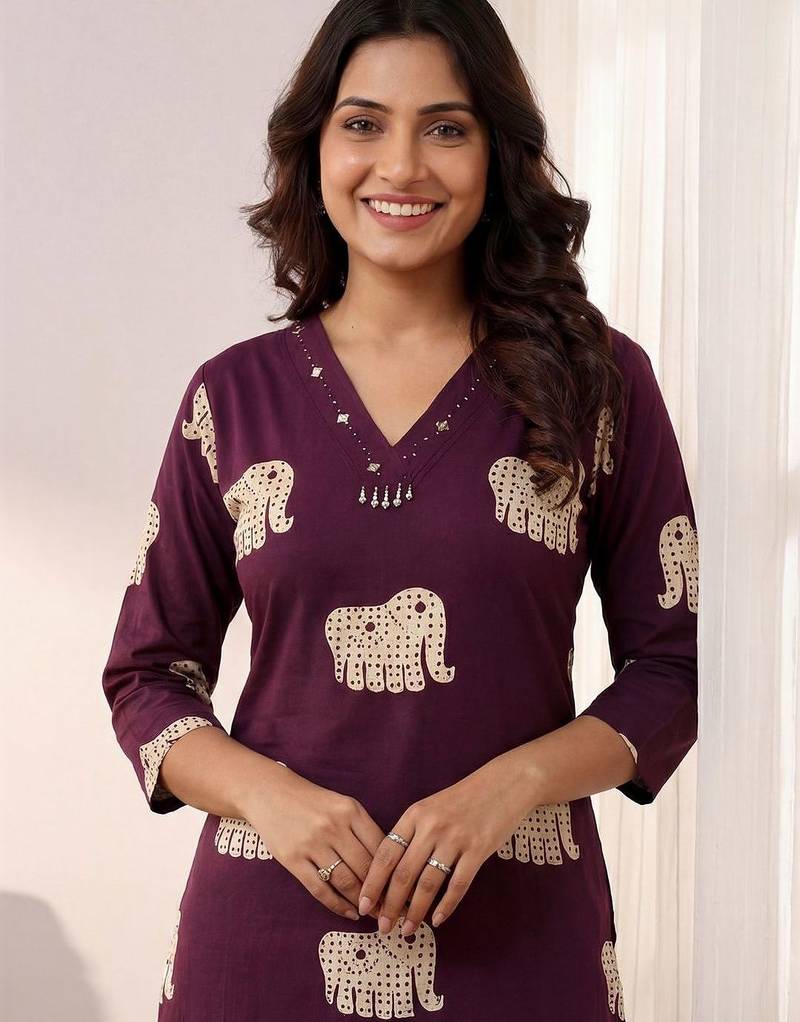 Women Ethnic Motifs Printed Regular Pure Cotton Kurta with Trousers