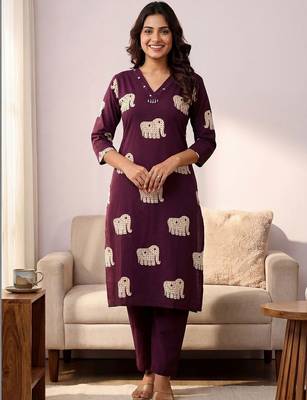 Women Ethnic Motifs Printed Regular Pure Cotton Kurta with Trousers 5