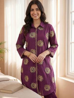 Women Ethnic Motifs Printed Regular Pure Cotton Kurta with Trousers 1