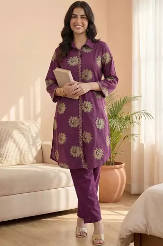 Women Ethnic Motifs Printed Regular Pure Cotton Kurta with Trousers