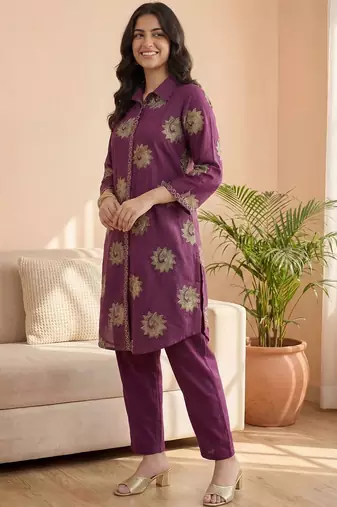 Women Ethnic Motifs Printed Regular Pure Cotton Kurta with Trousers