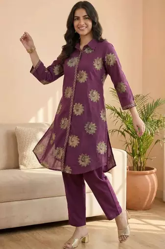 Women Ethnic Motifs Printed Regular Pure Cotton Kurta with Trousers