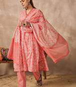 Women Floral Printed Empire Pure Cotton Kurta with Trousers & With Dupatta