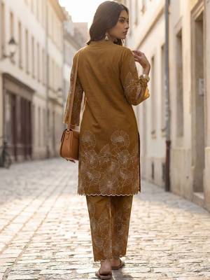 Women Floral Embroidered Regular Thread Work Pure Cotton Kurta with Trousers 5
