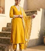 Women Ethnic Motifs Regular Gotta Patti Kurta with Trousers & With Dupatta