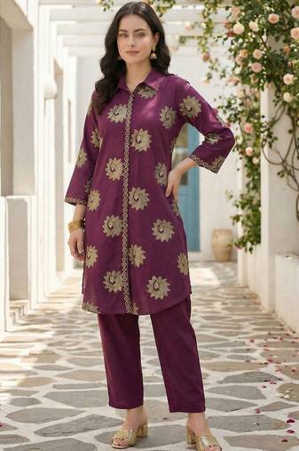 Women Ethnic Motifs Printed Regular Pure Cotton Kurta with Trousers