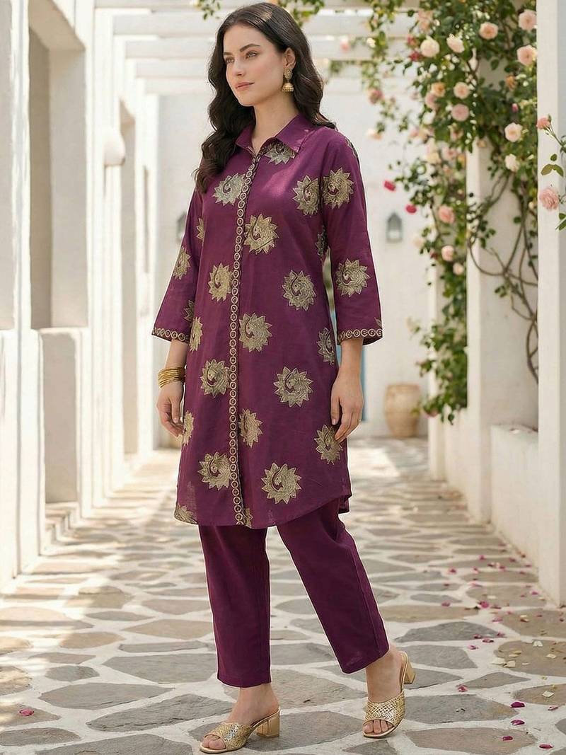 Women Ethnic Motifs Printed Regular Pure Cotton Kurta with Trousers