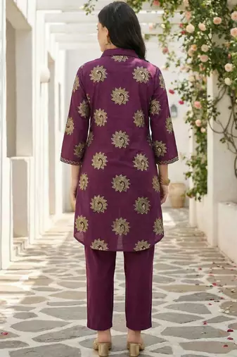Women Ethnic Motifs Printed Regular Pure Cotton Kurta with Trousers