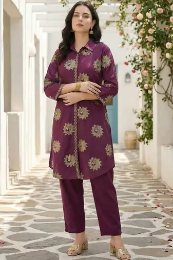 Women Ethnic Motifs Printed Regular Pure Cotton Kurta with Trousers