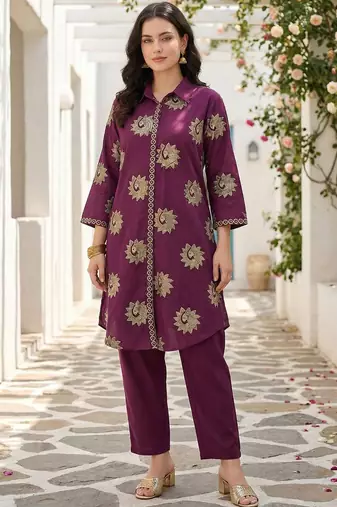Women Ethnic Motifs Printed Regular Pure Cotton Kurta with Trousers