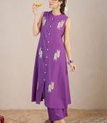 Women Ethnic Motifs Embroidered Regular Thread Work Pure Cotton Kurta with Palazzos