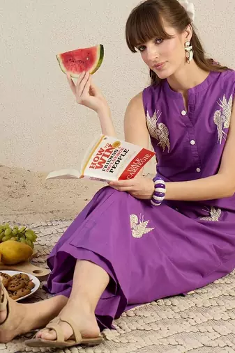Women Ethnic Motifs Embroidered Regular Thread Work Pure Cotton Kurta with Palazzos