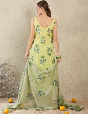 Women Floral Printed Regular Pure Cotton Kurta with Trousers & With Dupatta 5