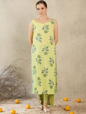 Women Floral Printed Regular Pure Cotton Kurta with Trousers & With Dupatta 6