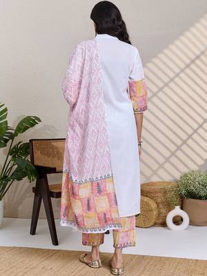 Women Printed Regular Pure Cotton Kurta with Trousers & With Dupatta 2
