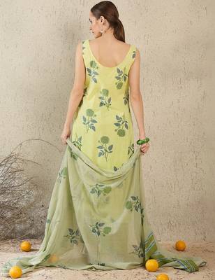 Women Floral Printed Regular Pure Cotton Kurta with Trousers & With Dupatta 4