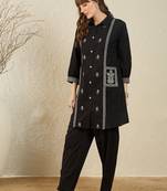Women Ethnic Motifs Embroidered Regular Thread Work Pure Cotton Kurta with Trousers