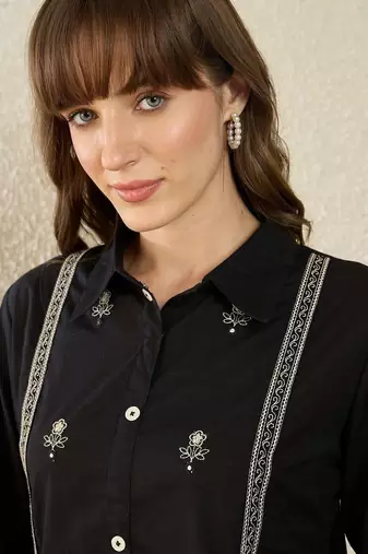 Women Ethnic Motifs Embroidered Regular Thread Work Pure Cotton Kurta with Trousers