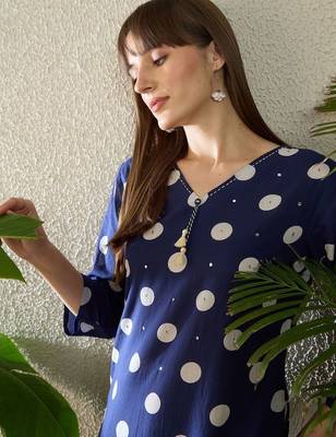 Women Printed Regular Thread Work Pure Cotton Kurta with Palazzos 2