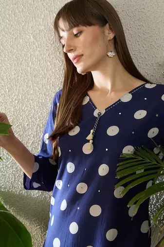 Women Printed Regular Thread Work Pure Cotton Kurta with Palazzos