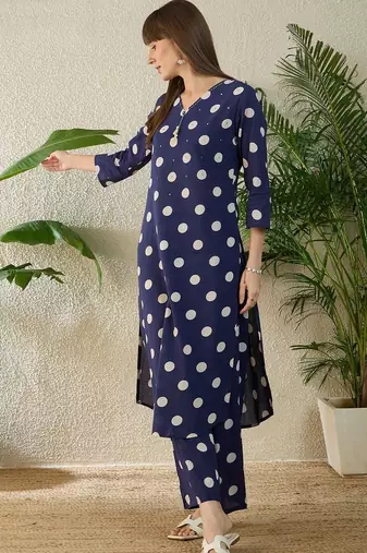 Women Printed Regular Thread Work Pure Cotton Kurta with Palazzos