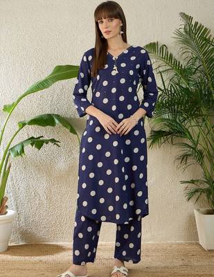 Women Printed Regular Thread Work Pure Cotton Kurta with Palazzos 4