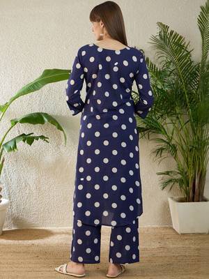 Women Printed Regular Thread Work Pure Cotton Kurta with Palazzos 5
