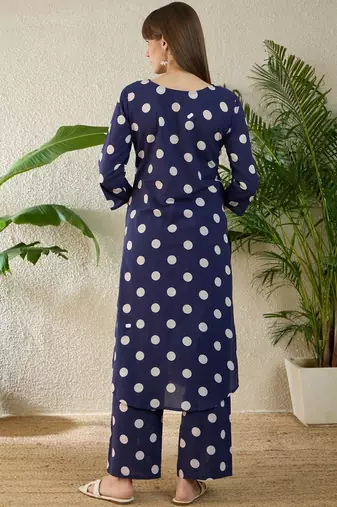 Women Printed Regular Thread Work Pure Cotton Kurta with Palazzos