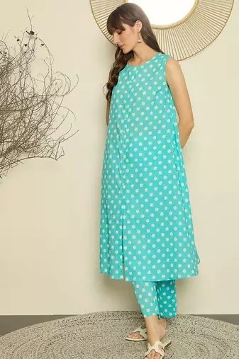 Women Printed Regular Pure Cotton A-Line Kurta with Trouser