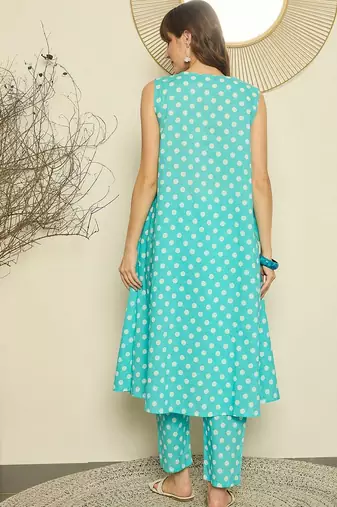Women Printed Regular Pure Cotton A-Line Kurta with Trouser