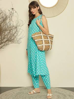 Women Printed Regular Pure Cotton A-Line Kurta with Trouser 6