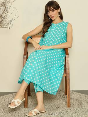 Women Printed Regular Pure Cotton A-Line Kurta with Trouser 7