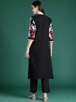 Floral Embroidered Pure Cotton Kurta with Trousers 5
