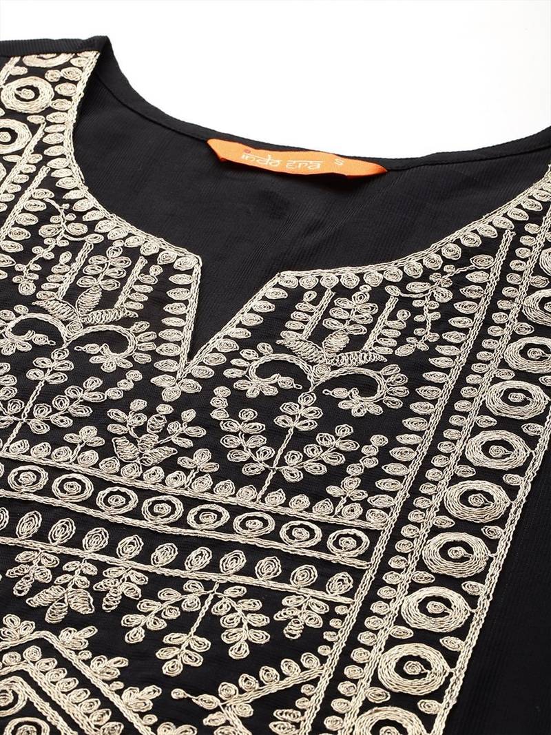 Women Ethnic Motifs Embroidered Regular Thread Work Liva Kurta with Trousers & With Dupatta