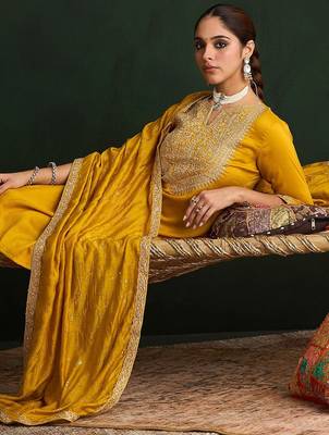 Women Paisley Embroidered Regular Kurta with Trousers & With Dupatta 1