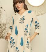 Women Floral Printed Regular Thread Work Kurta with Palazzos