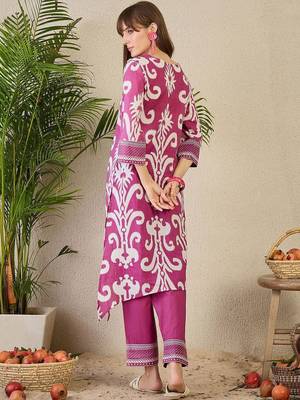 Women Ethnic Motifs Printed Regular Thread Work Pure Cotton Kurta with Trousers 7