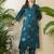 Women Floral Printed Regular Thread Work Pure Cotton Kurta with Trousers