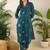 Women Floral Printed Regular Thread Work Pure Cotton Kurta with Trousers