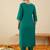 Women Ethnic Motifs Embroidered V-Neck Regular Sequinned Kurta with Trousers
