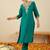 Women Ethnic Motifs Embroidered V-Neck Regular Sequinned Kurta with Trousers