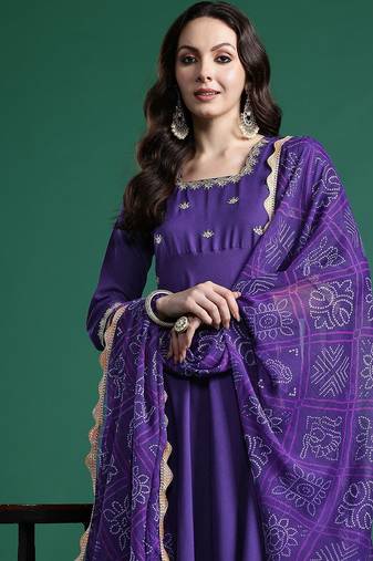 Ethnic Motifs Embroidered Regular Kurta with Trousers & Dupatta