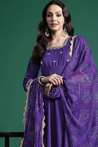Ethnic Motifs Embroidered Regular Kurta with Trousers & Dupatta