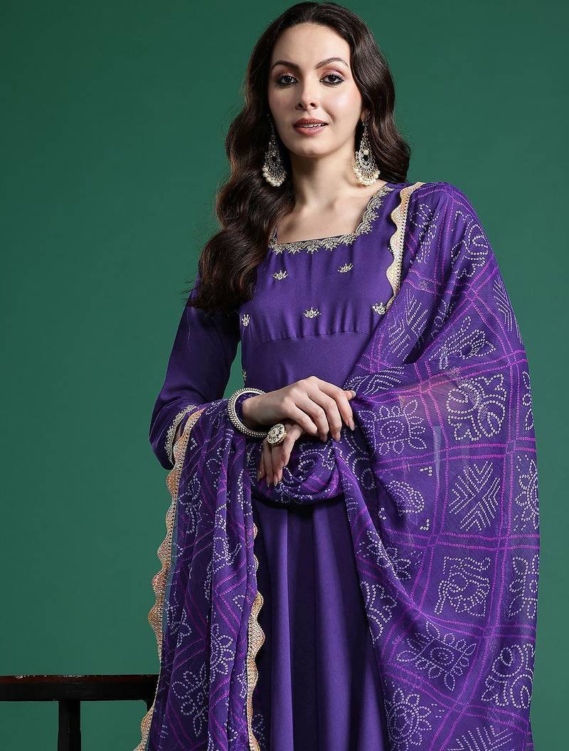 Ethnic Motifs Embroidered Regular Kurta with Trousers & Dupatta
