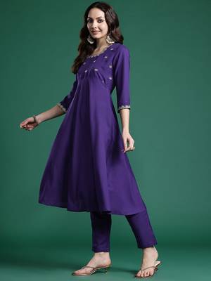 Ethnic Motifs Embroidered Regular Kurta with Trousers & Dupatta 6