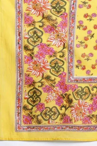 Floral Printed Empire Gotta Patti Pure Cotton Kurta With Trousers & Dupatta
