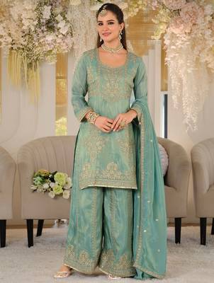 Women Ethnic Motifs Embroidered Regular Thread Work Kurta with Palazzos & With Dupatta 1